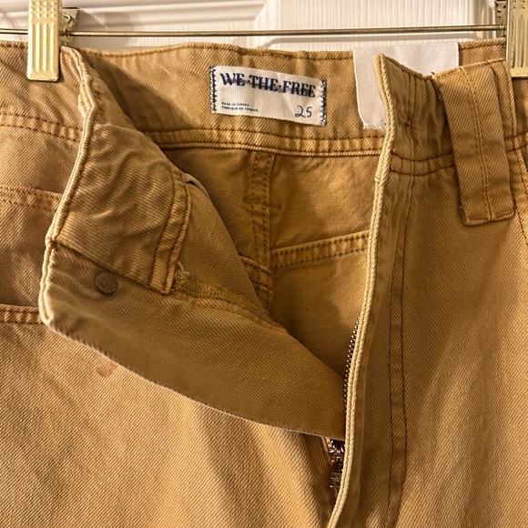 Free People We The Chill Vibes Scout Tan Dropped Wide Leg Jeans. NEW WITH TAGS - Picture 6 of 7